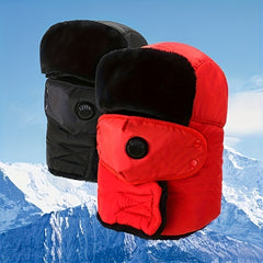 Men's Trapper Cap With Face Cover Winter Thickened Velvet Hat