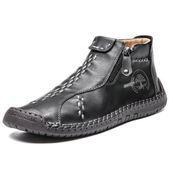 Men's Stitched Zipper Decor Boots Wear resistant Non Slip Outdoor Casual