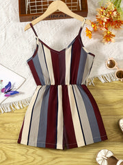 Girls Striped Casual Cami Rompers Jumpsuits For Beach Vacation