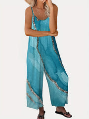 Graphic Print Cami Jumpsuit Sleeveless Wide Leg