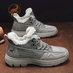 Men's Winter Snow Boots Windproof Hiking Shoes With Fuzzy Lining