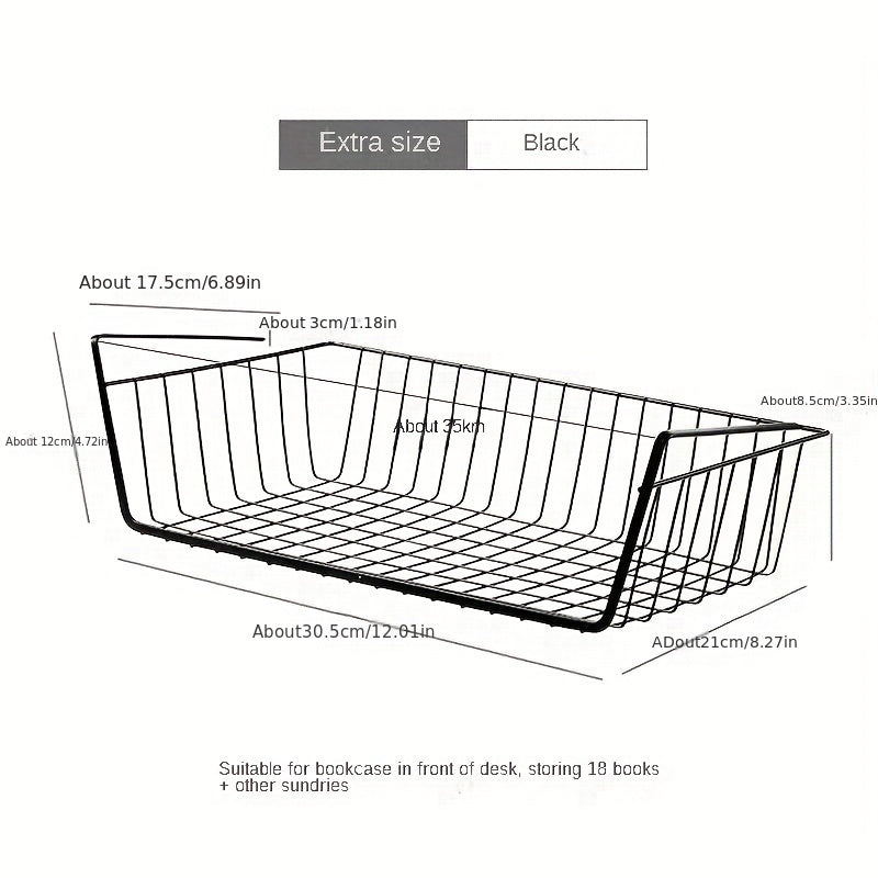 2pcs Undershelf Storage Basket Metal Under Shelf Hanging Storage Bin Basket