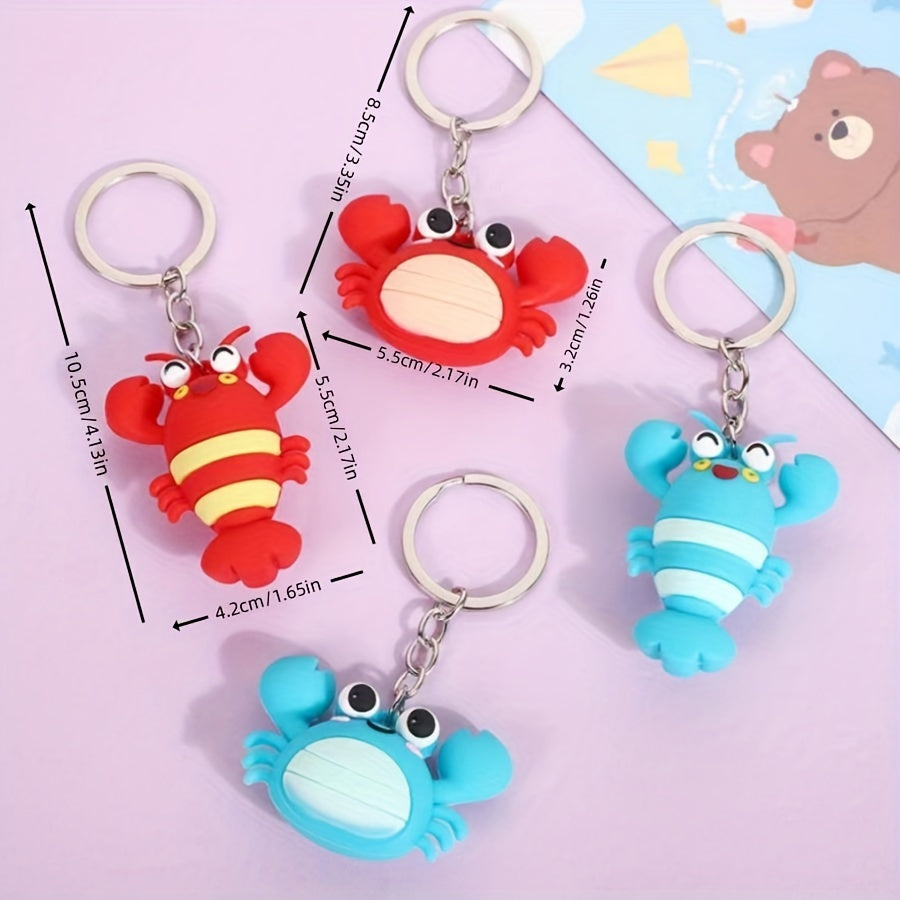 4pcs Ocean Cartoon Crab Lobster Doll Keychain Pendant Gift