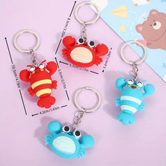 4pcs Ocean Cartoon Crab Lobster Doll Keychain Pendant Gift