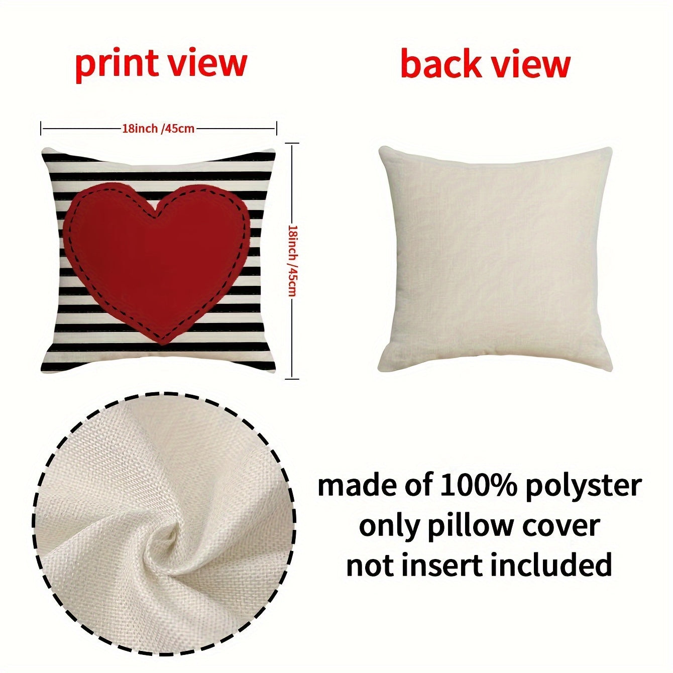 Set of 4 Linen Printed Throw Pillow Covers