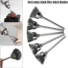 15pcs Coarse Crimped Steel Wire Brush Set for Rotary Tool with Mandrel