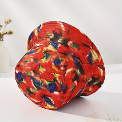 Red Tie Dye Bucket Hat Lightweight Fisherman Cap Women Summer Beach Hat