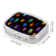 Animal Paw 2 Compartment Pill Case - Compact & Decorative Medicine Organizer