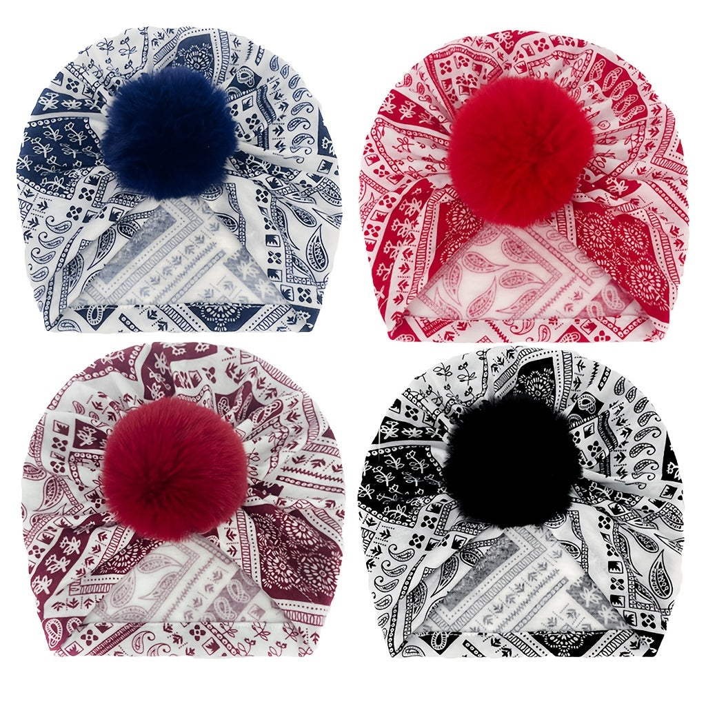 Weight Printed Striped Baby Turban Hat For Four Seasons