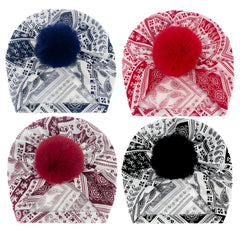 Weight Printed Striped Baby Turban Hat For Four Seasons