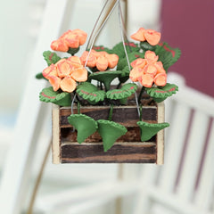 1:12 Mini Artificial Flower Basket w/ Potted Hydrangea Mix