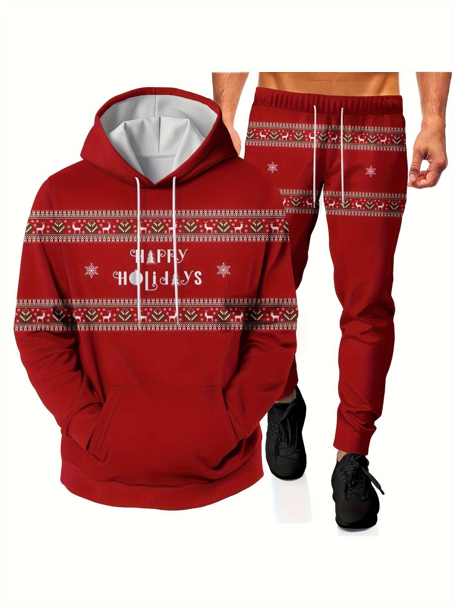 Men's 3D Print Hoodie & Joggers Set for Sports