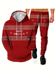 Men's 3D Print Hoodie & Joggers Set for Sports