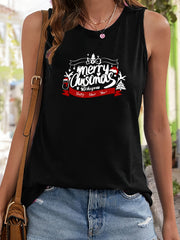Christmas Printing Tank Top Slim Fit Sleeveless Breathable Summer Top