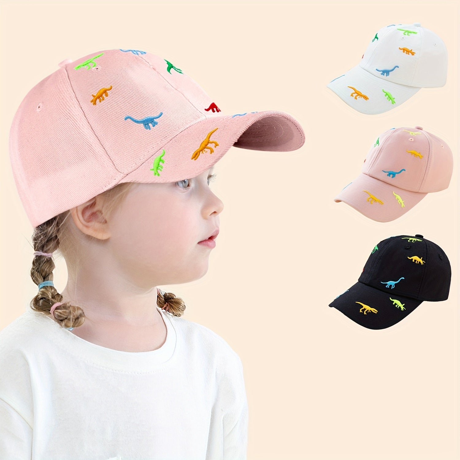 Casual Dinosaur Embroidery Cap Sun Protection for Kids