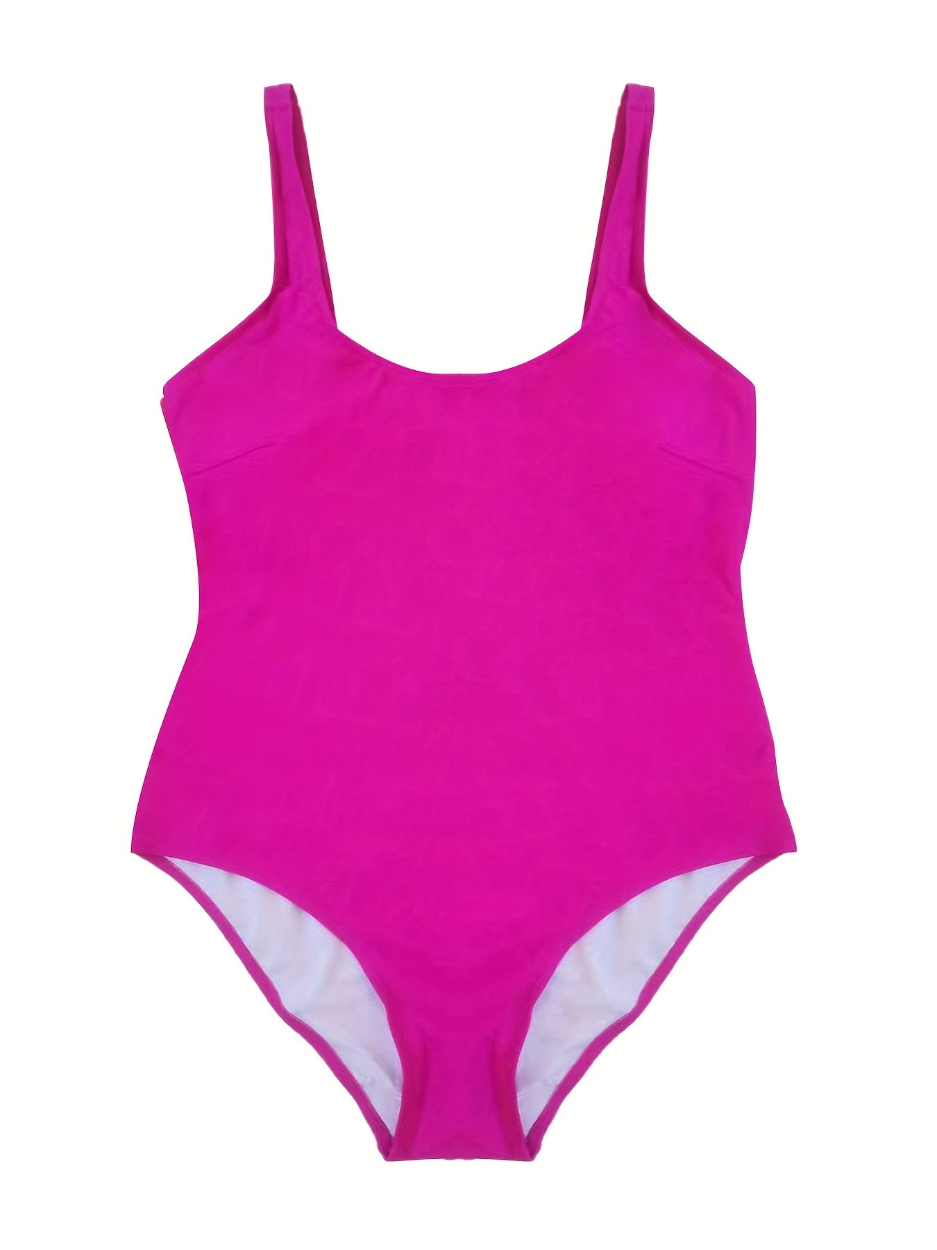 Plus Size Solid Scoop Neck One Piece Swimsuit