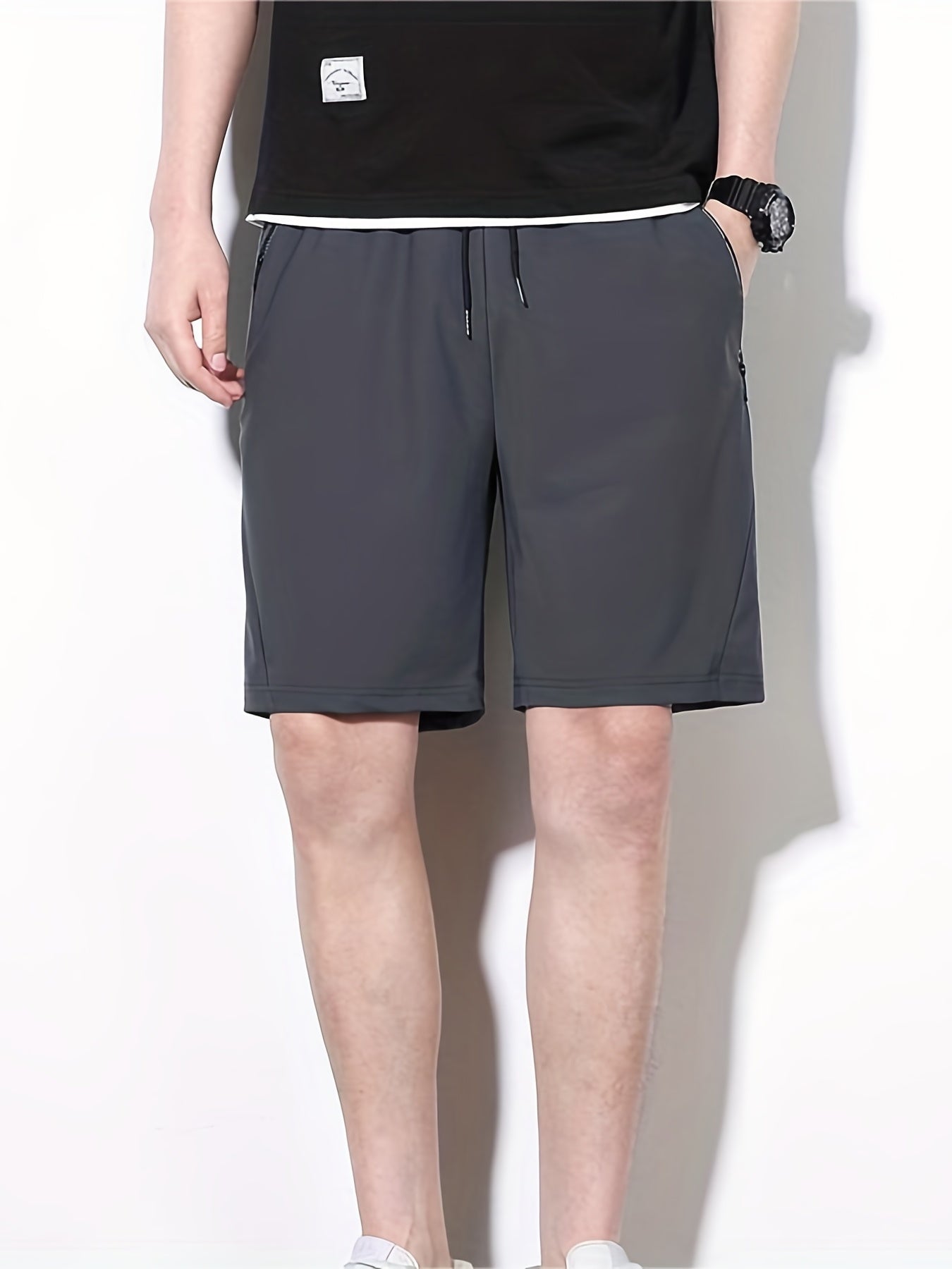 Men s Casual Loose Pocket Elastic Waist Drawstring Shorts