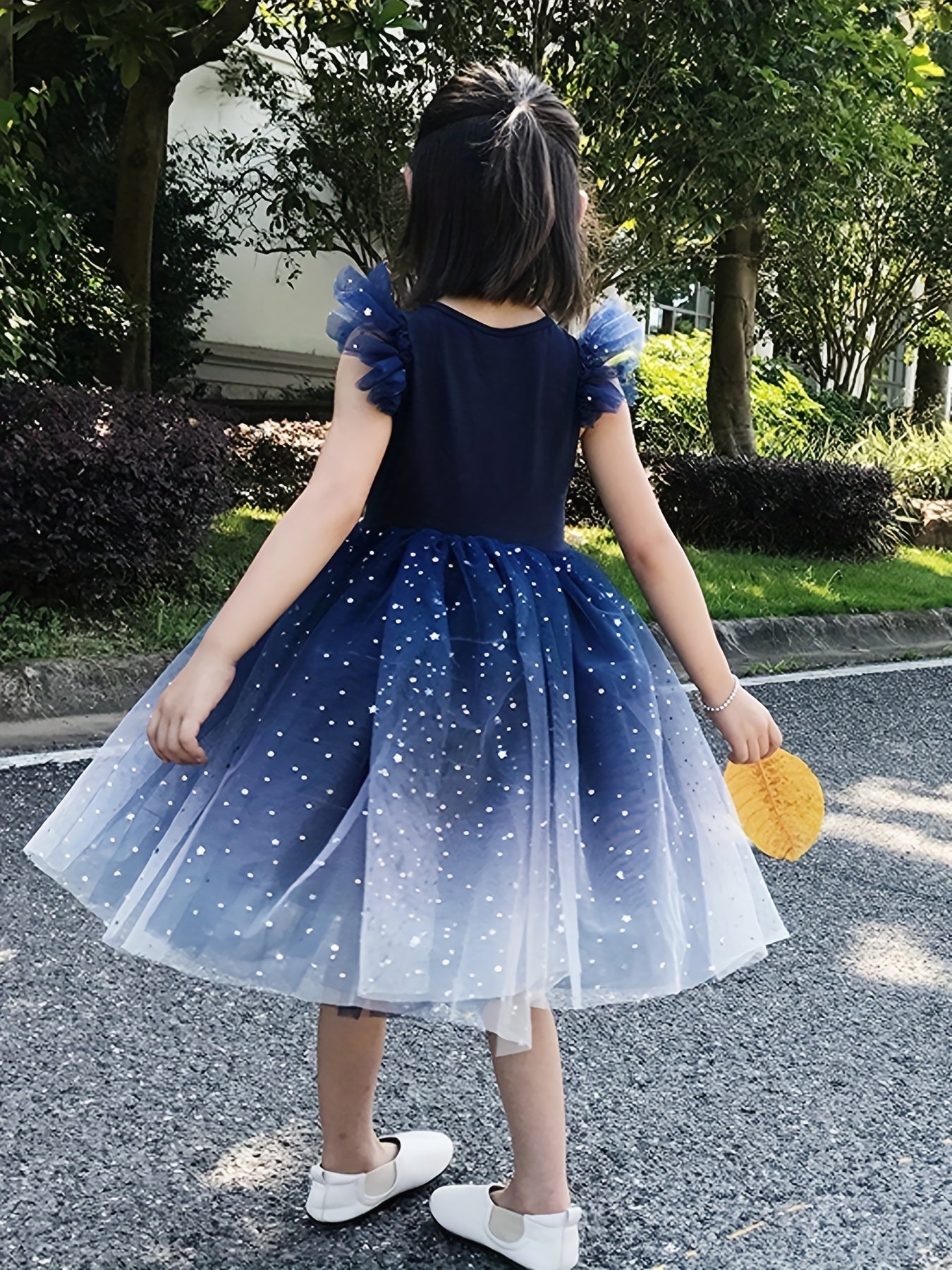 Girls Sequin Stars & Gradient Princess Dress Birthday Girl Party Tutu Dress