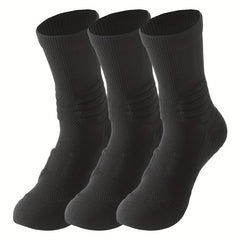 3 Pairs Thickened Non-slip Basketball Socks - Mid Calf Length