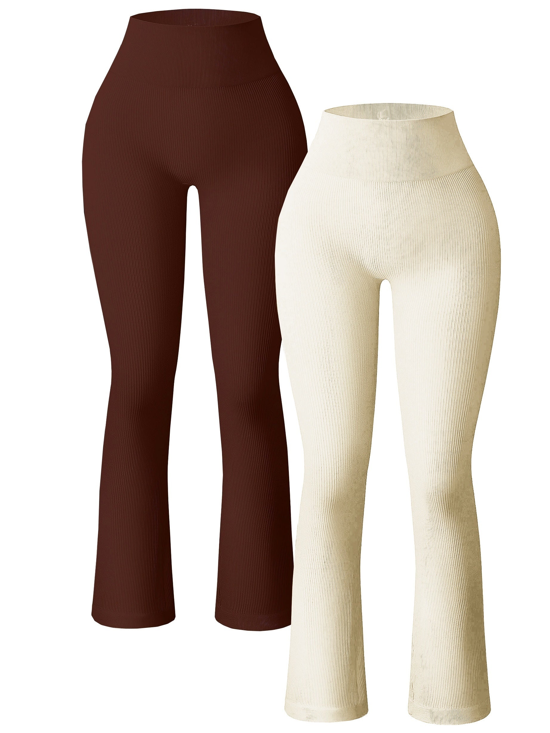 High Waist Ribbed Yoga Bootcut Leggings for Women