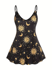 Sun & Moon Print Tunic Cami Top & Pants Set