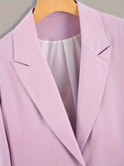 Solid Long Sleeve Lapel Collar Blazer