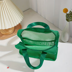 Cartoon Mesh Handbag Portable Travel Toiletry Bag