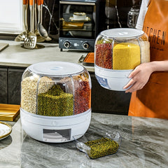 Large Capacity Rotating Rice Bucket Cereal Container