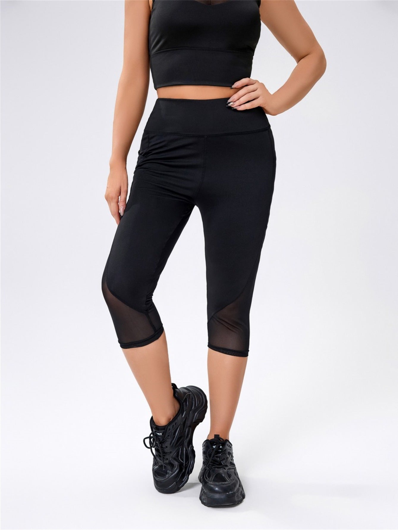 Breathable Yoga Leggings with Phone Pocket and Soft Mesh Contrast