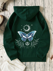 Sun & Moon & Flower Print Hooded Shirt