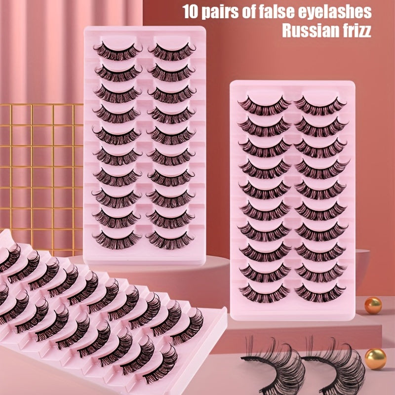 10 Pairs Curling Thick Natural False Eyelashes