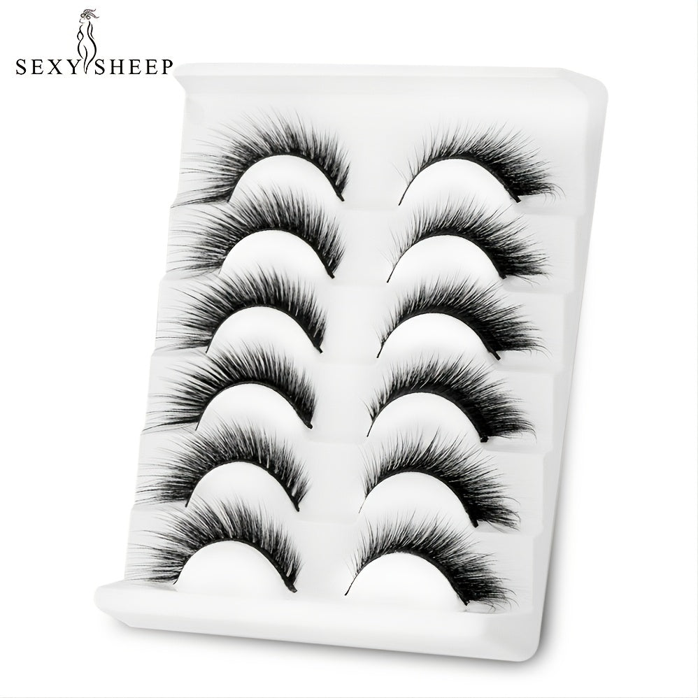6 Pairs 3D Mink False Eyelashes Fox Eye Cat Eye Look
