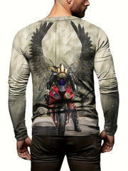 Motorcycle Rider Print Men's Long Sleeve T shirt Stylish Tees For Autumn