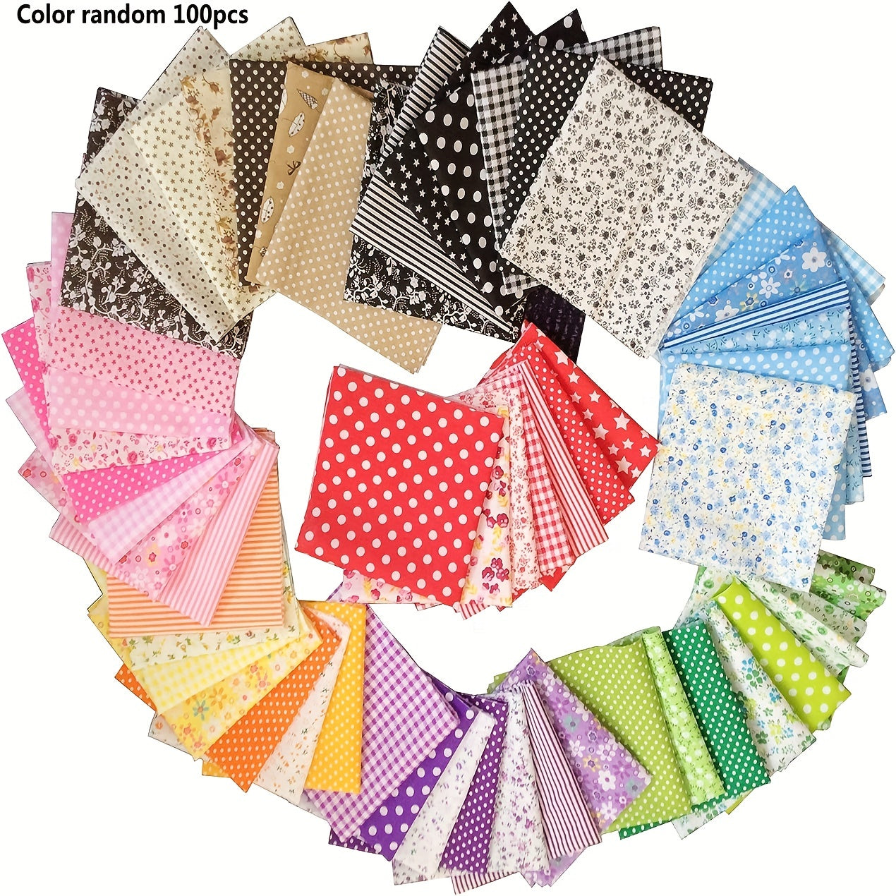 100pcs 10 X 10 Craft Fabric Bundle Squares DIY Sewing Quarters Bundle