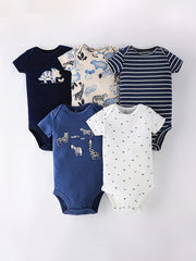 5pcs Baby Boys Cartoon Onesie Set for Summer