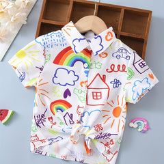 Boys Rainbow House Car Cloud Butterfly Cartoon Shirt