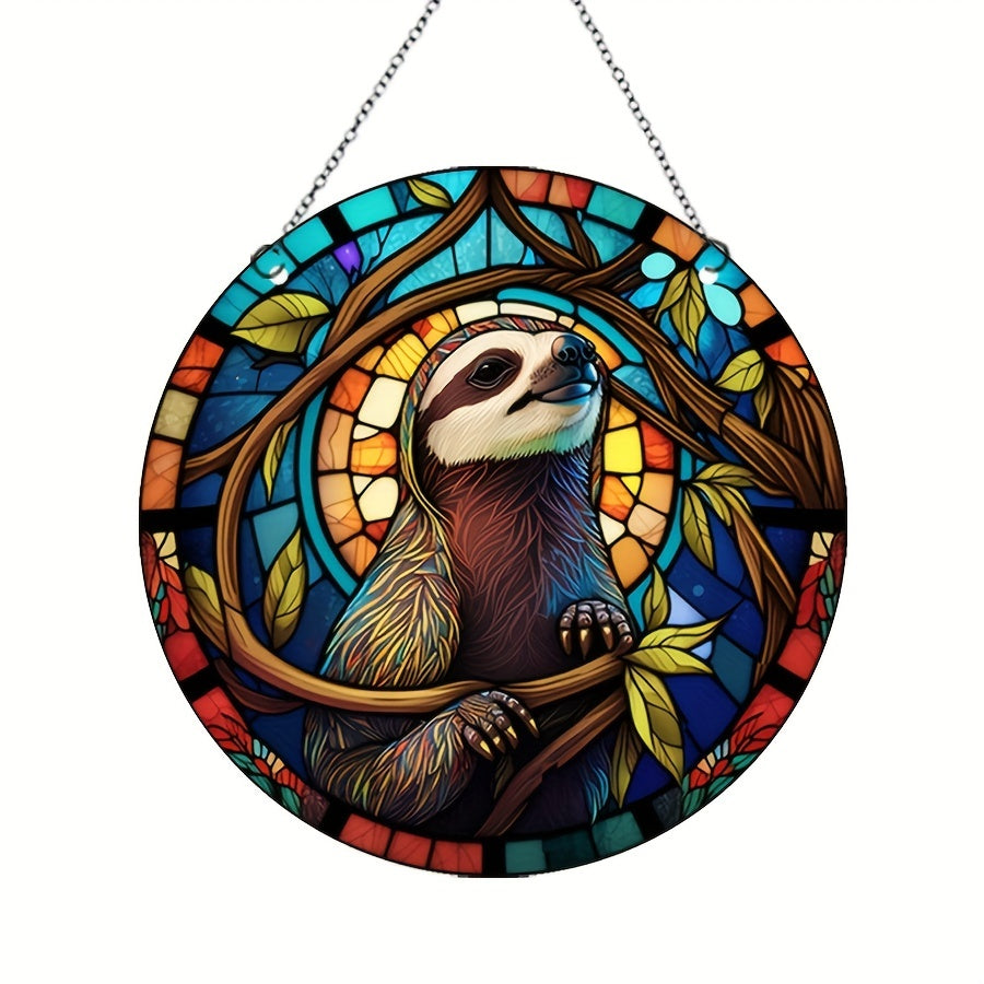 Acrylic Sloth Round Stain Window Hanging Wall Decoration