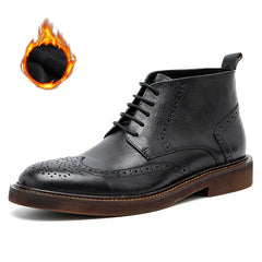 FARWARWO Men's Wingtip Brogue Leather Boots