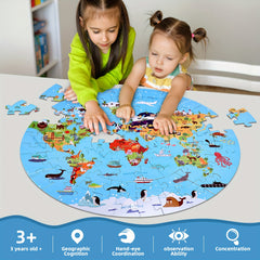 Animal Floor Puzzle - Educational Round with Vibrant Patterns
