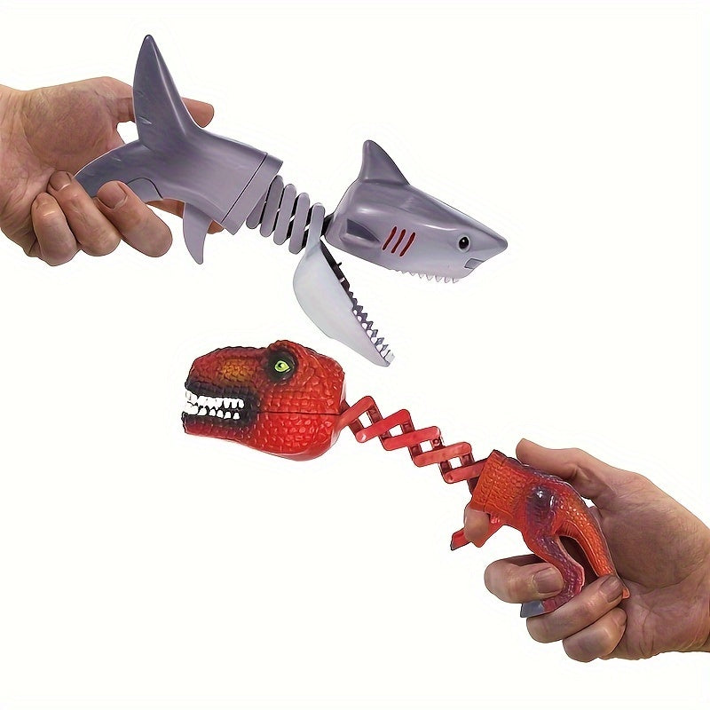 Funny Telescopic Spring Shark Dinosaur Manipulator Clamp Bite Hand Prank Toy
