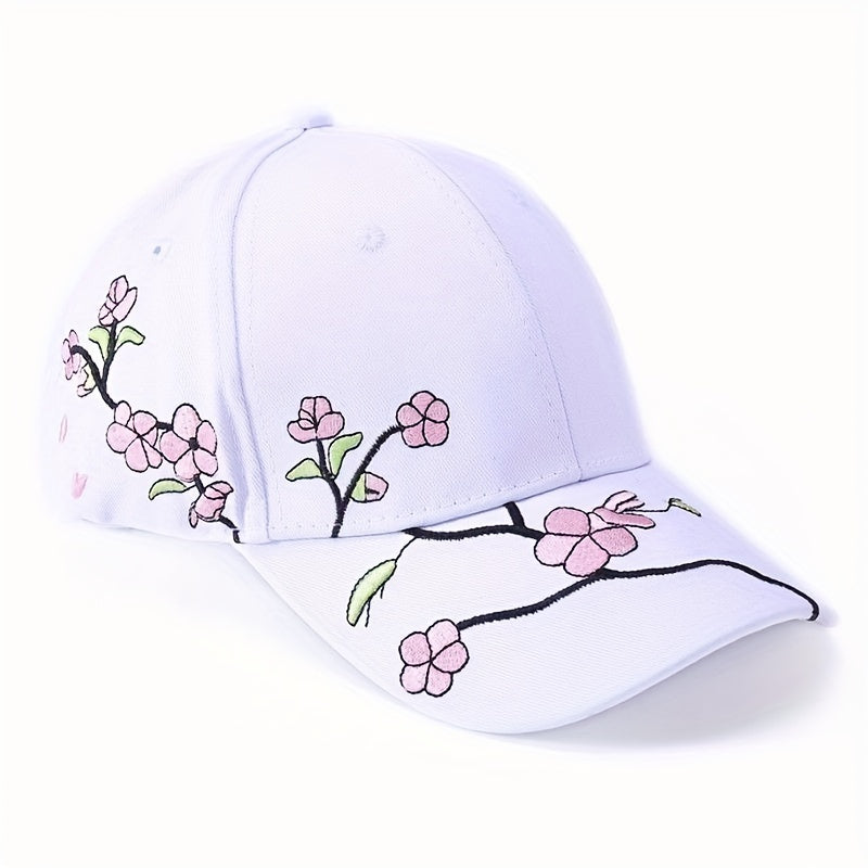 Peach Blossom Baseball Hat Embroidered Flower Cap