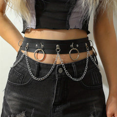 Chain Fringe Punk Belt Hip Hop Jeans Pants Belt Gothic Adjustable Rivet