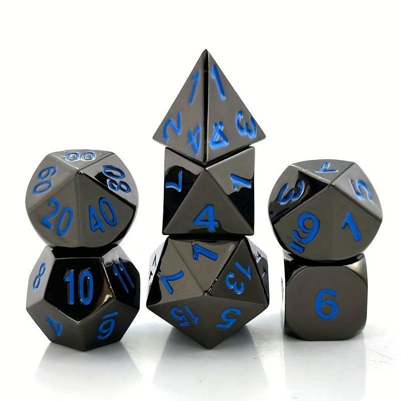 7pcs Metal Dice For Board Game, Faceted Dice For Entertainment
