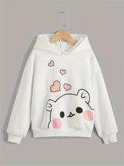 Girls' Pretty Cat Graphic Hooded Sweatshirt