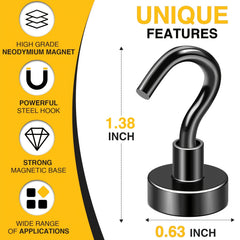 10pcs Magnetic Hooks 25Lbs Strong for Kitchen Home Office Garage
