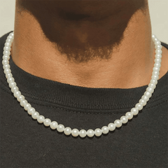 Men's Faux Pearl Beaded Necklace