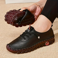 Women's Faux Leather Sneakers Casual Lace Up Outdoor Shoes Lightweight Low Top