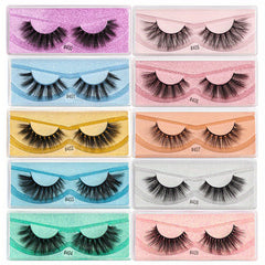 10 Pairs Fluffy Faux Mink Eyelashes Extension for Dramatic Makeup Look