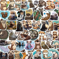 50pcs Cartoon Animal Stickers for Laptop Helmet Water Cup, Fun Graffiti Decals