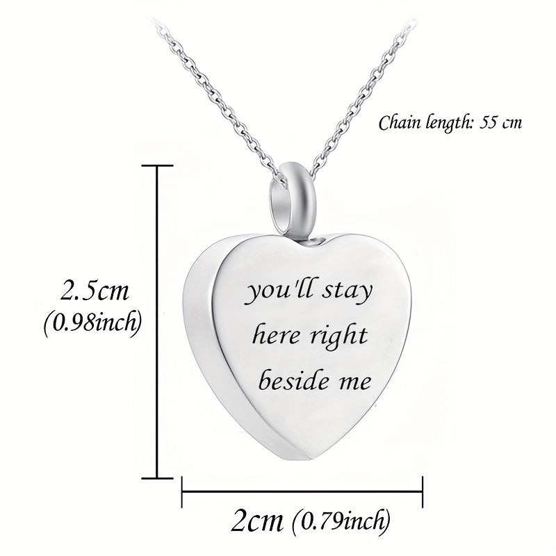 Heart Shaped Stainless Steel Cremation Urn Necklace for Pet Ashes